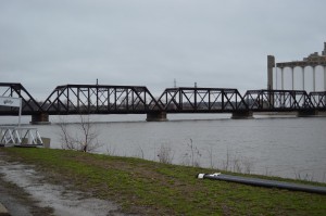 Water levels on the Cedar River rise in northwest Cedar Rapids as rain continues to fall on April 17, 2013. (photo/Cindy Hadish)