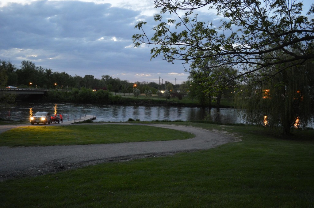 Boaters end their evening along the Wapsipinicon River at Wapsipinicon State Park near Anamosa. Boating and fishing are popular activities at the river, known locally as the Wapsi. (photo/Cindy Hadish)