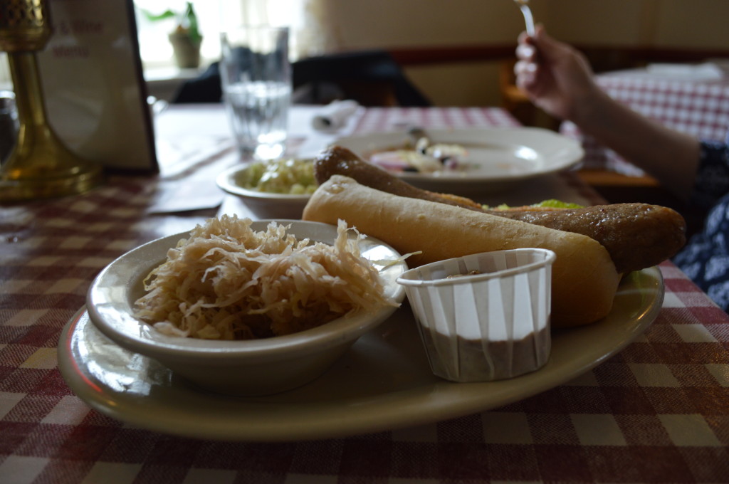 Sauerkraut and bratwurst is a popular dish at the Ronneburg Restaurant in Amana. (photo/Cindy Hadish)