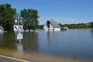 Floodwaters inundate rural Chelsea, Iowa, on July 4, 2014. The Indian Creek Nature Center is hosting a forum and panel discussion on watersheds on Sept. 13. (photo/Cindy Hadish)