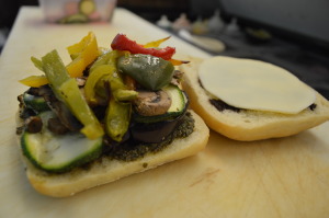 A roasted vegetable sandwich is shown earlier this year at Christopher Ryan Confections. (photo/Cindy Hadish)