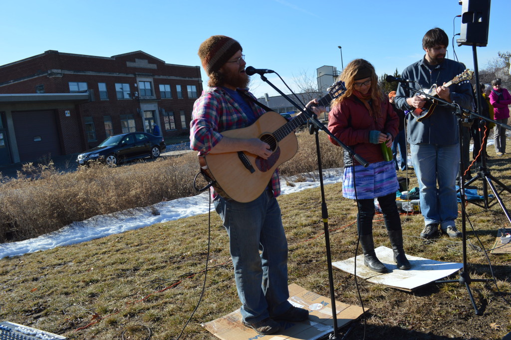 The Feralings perform Saturday, Jan. 24, 2015, during a ribbon-cutting at the Ecopolis  Center in Iowa City. (photo/Cindy Hadish)