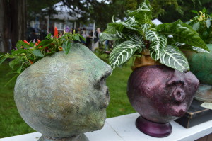 These "garden diva" planters were among the art for sale during the 2014 Brucemore Garden & Art Show. (photo/Cindy Hadish)