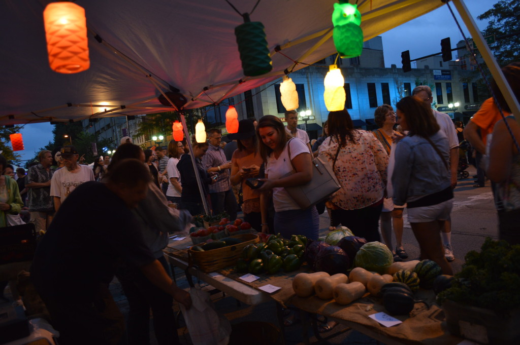 Gordy's Goodies was among several vendors offering fresh produce at the first Market After Dark in Cedar Rapids. (photo/Cindy Hadish)