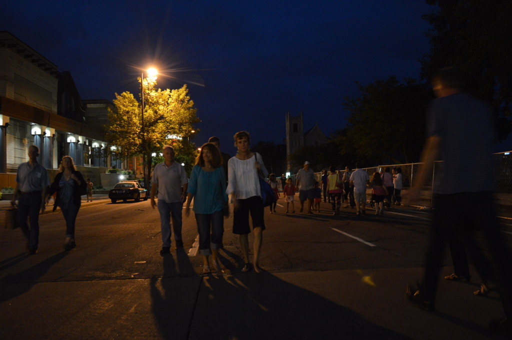 Crowds make their way to downtown Cedar Rapids for the first Market After Dark on Saturday, Aug. 29, 2015. (photo/Cindy Hadish)