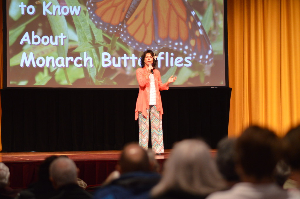 About 500 gardening enthusiasts gathered to hear author Susie Vanderlip discuss her work with monarch butterflies during the keynote speech at the 2016 Winter Gardening Fair at Coe College. (photo/Cindy Hadish)